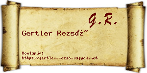 Gertler Rezső névjegykártya